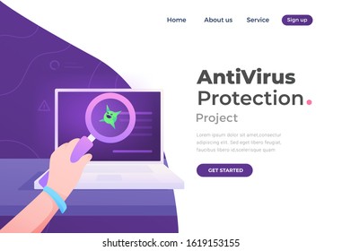 Unique Modern flat design concept of Antivirus Protection for website and mobile website. Landing page template. Easy to edit and customize. Vector illustration