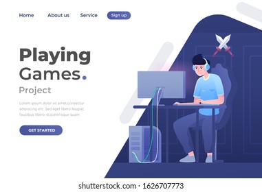 Unique Modern flat design concept of Gaming for website and mobile website. Landing page template. Easy to edit and customize. Vector illustration