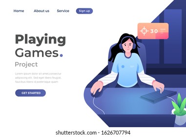 Unique Modern flat design concept of Gaming for website and mobile website. Landing page template. Easy to edit and customize. Vector illustration