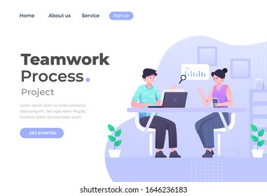 Unique Modern flat design concept of Teamwork for website and mobile website. Landing page template. Easy to edit and customize. Vector illustration