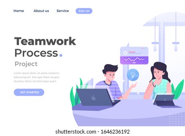 Unique Modern flat design concept of Teamwork for website and mobile website. Landing page template. Easy to edit and customize. Vector illustration