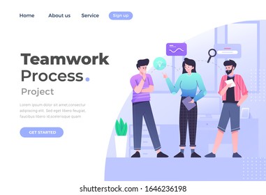 Unique Modern flat design concept of Teamwork for website and mobile website. Landing page template. Easy to edit and customize. Vector illustration