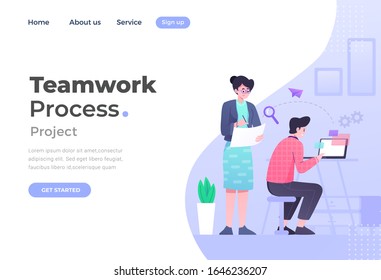 Unique Modern flat design concept of Teamwork for website and mobile website. Landing page template. Easy to edit and customize. Vector illustration