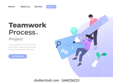 Unique Modern flat design concept of Teamwork for website and mobile website. Landing page template. Easy to edit and customize. Vector illustration