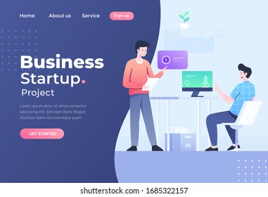 Concepto moderno de diseño plano único de StartUp para sitio web y sitio web móvil.  Plantilla de página de destino. Fácil de editar y personalizar. Ilustración del vector