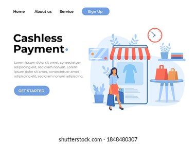 Unique Modern flat design concept of Cashless Payment for website and mobile website. Landing page template. Easy to edit and customize. Vector illustration