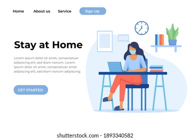 Unique Modern flat design concept of Stay at Home for website and mobile website. Landing page template. Easy to edit and customize. Vector illustration