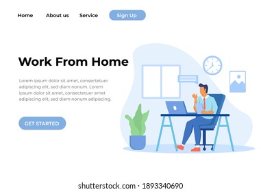Unique Modern flat design concept of Work From Home for website and mobile website. Landing page template. Easy to edit and customize. Vector illustration