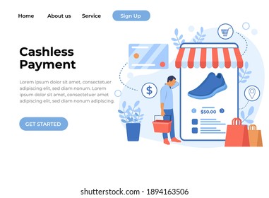 Unique Modern flat design concept of Cashless Payment for website and mobile website. Landing page template. Easy to edit and customize. Vector illustration