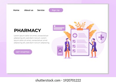 Unique Modern flat design concept of Pharmacy for website and mobile website. Landing page template. Easy to edit and customize. Vector illustration