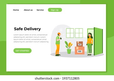 Unique modern flat design concept of Safe Delivery for website and mobile apps. Easy to edit and customize