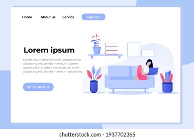 Unique modern flat design concept of Work From Home for website and mobile apps. easy to edit and customize