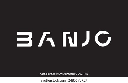 Unique modern futuristic sans serif alphabet display font vector illustration