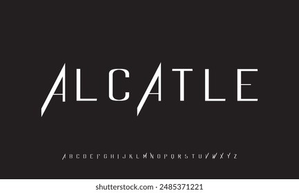 Unique modern futuristic sans serif alphabet display font vector illustration