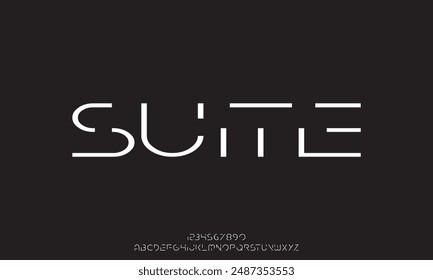 Unique modern futuristic sans serif alphabet display font vector illustration