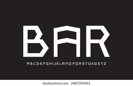 Unique modern futuristic sans serif alphabet display font vector illustration