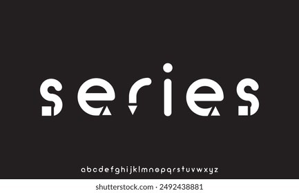 Unique modern futuristic sans serif alphabet display font vector illustration