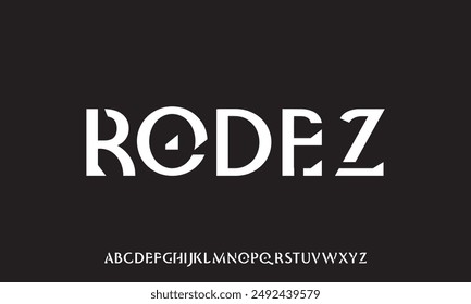 Unique modern futuristic sans serif alphabet display font vector illustration