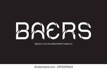 Unique modern futuristic sans serif alphabet display font vector illustration