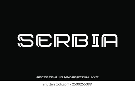 Unique modern futuristic sans serif alphabet display font vector illustration