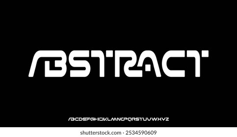 Unique modern futuristic sans serif alphabet display font vector illustration
