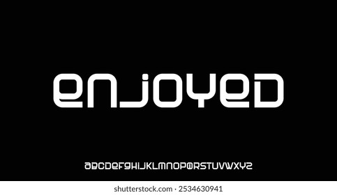 Unique modern futuristic sans serif alphabet display font vector illustration
