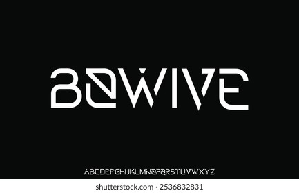 Unique modern futuristic sans serif alphabet display font vector illustration