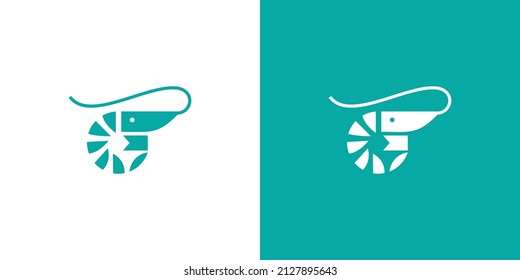 Unique and modern G letter initial shrimp logo design 