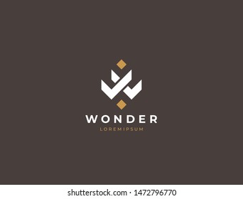 Unique modern geometric creative elegant letter W logo template. Vector icon.