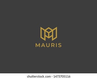 Unique modern geometric creative elegant letter M logo template. Vector icon.
