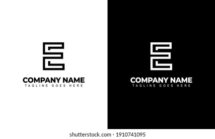 Plantilla de logotipo de letra E original creativa geométrica y exclusiva. Icono del vector.