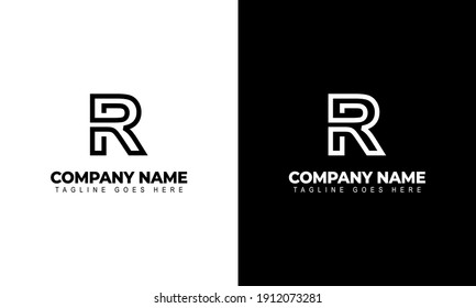Unique modern geometric creative elegant letter R logo template. Vector icon