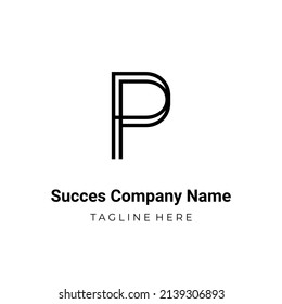 Unique Modern Geometric Creative Elegant Letter P Logo Template. Icon Vector