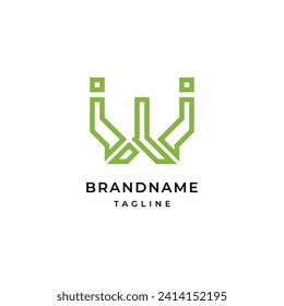 Plantilla de logotipo W con letras elegantes y creativas geométricas únicas.
