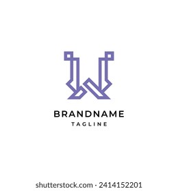 Unique modern geometric creative elegant letter W logo template.