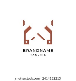 Plantilla de logotipo W con letras elegantes y creativas geométricas únicas.