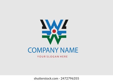 Plantilla de logotipo W de letra elegante geométrica moderna única y elegante. Icono de Vector.