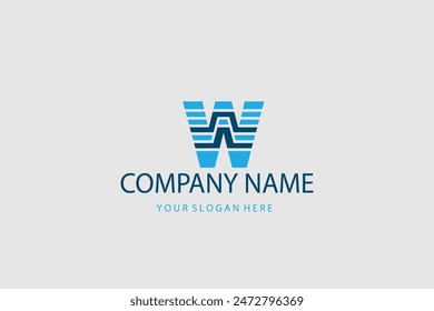 Unique modern geometric creative elegant letter W logo template. Vector icon.