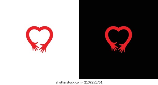 Unique and modern hand combination heart logo design