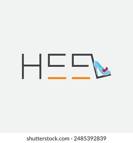 Unique and modern HEEL letter SHOES logo design