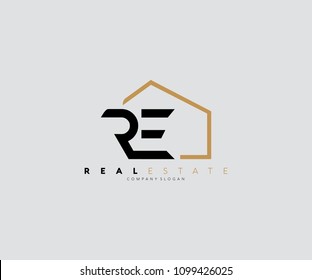 Unique Modern House Logo Letter RE