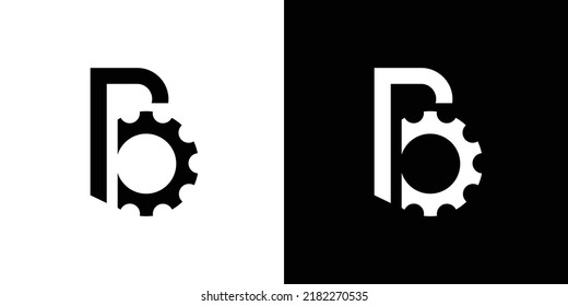 Unique and modern initial letter B gear mechanical logo design