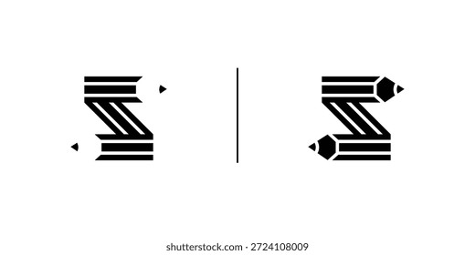 Einzigartig und modern das anfängliche S Pencil Logo Design 