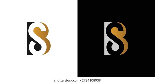 Diseño único y moderno del logotipo de las iniciales de la letra BS