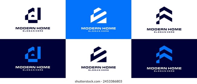 Unique and modern letter D, E, F real estate logo design