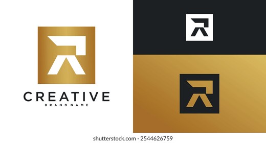 Diseño moderno único del logotipo de la letra R. Vector de Premium