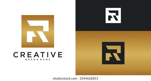 Diseño moderno único del logotipo de la letra R. Vector de Premium