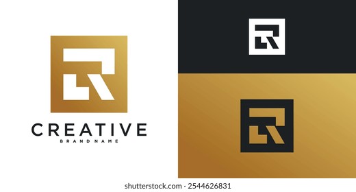 Diseño moderno único del logotipo de la letra R. Vector de Premium