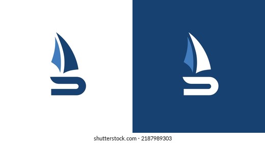 Unique and modern letter S initial sailboat logo design