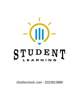 Einzigartiges und modernes Logo über Bleistift und Glühbirne, Bildung
EPS10, Vektorgrafik.